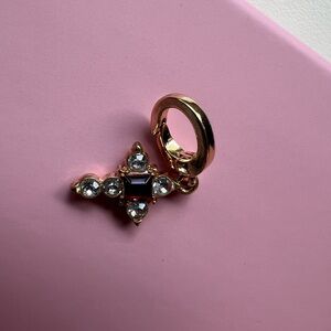 Gorjana Gold With Red Ruby and Clear Stones Charm for Bracelet or Necklace